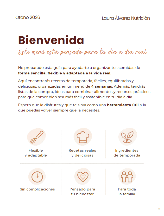 Página de bienvenida del Menú de Otoño